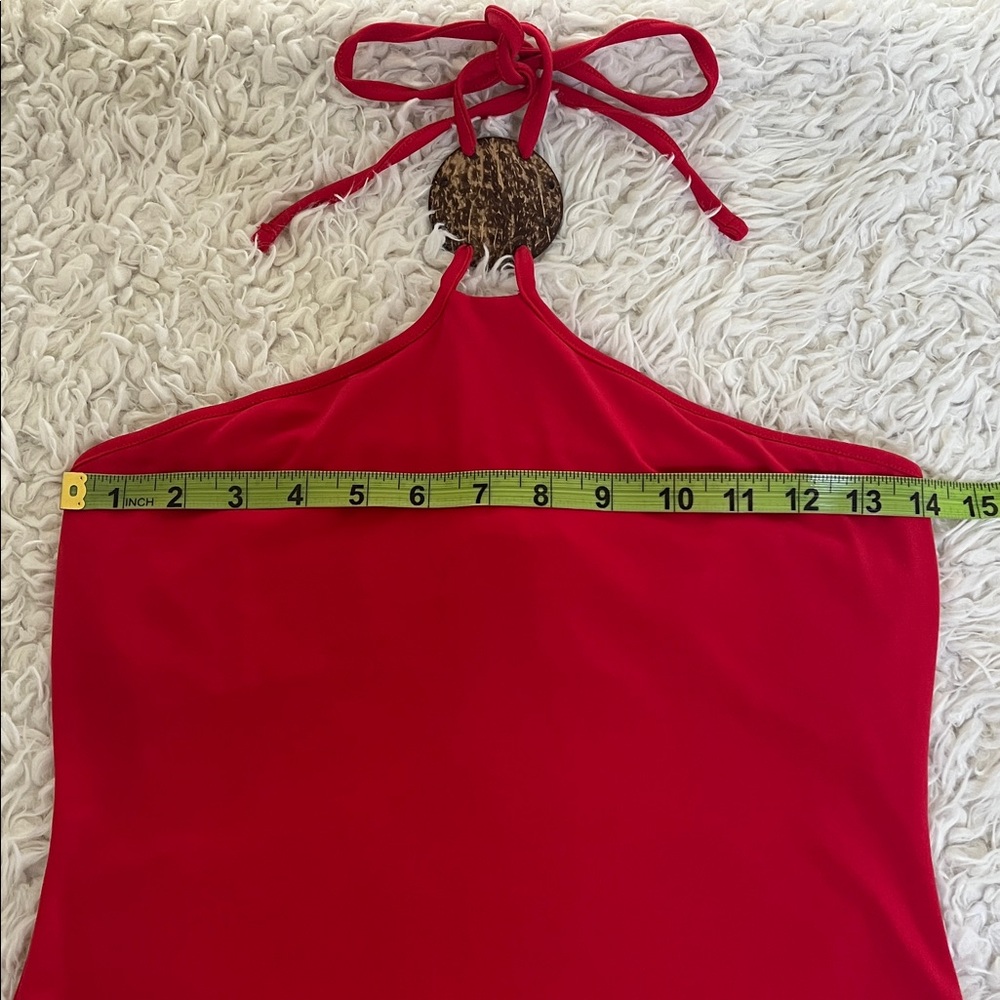 Moda International Halter Dress Red Asymmetrical Ruffle Party Boho Sz Small - Picture 11 of 14